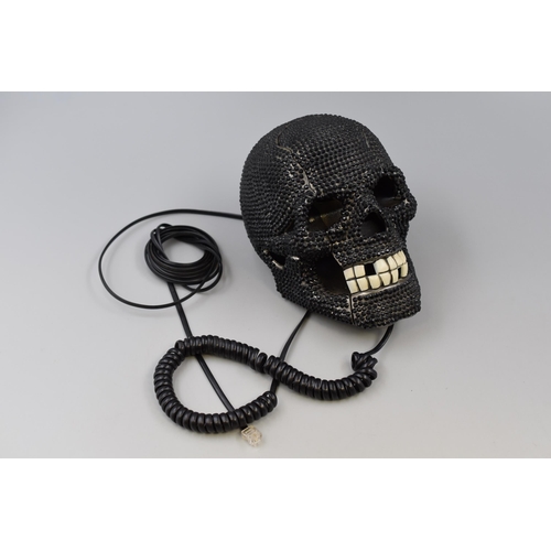 313 - Black Skull Marcasite Style Telephone (Untested)