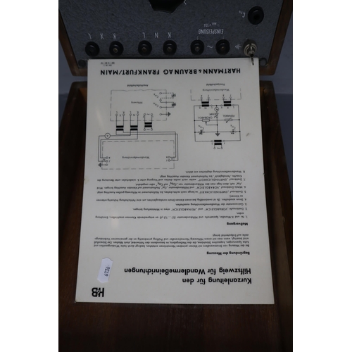 315 - A Vintage German Hartmann & Braun Electrical Measuring Device, In Wooden Case With Instructions ... 