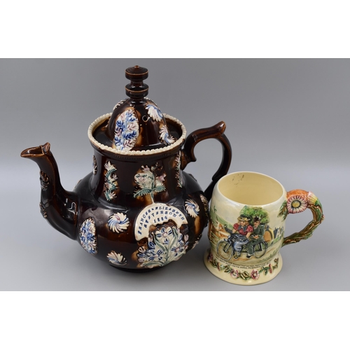 273 - Large brown Bargeware teapot 11