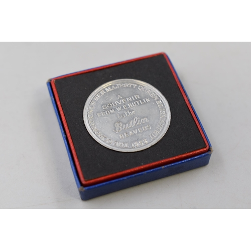 134 - A boxed souvenir from W.E. Butlin, to the Butlin Beavers' medal.