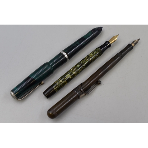 58 - Three Vintage Fountain Pens To Include Harlin, Eversharp With 14ct Gold Nib and Swan No2