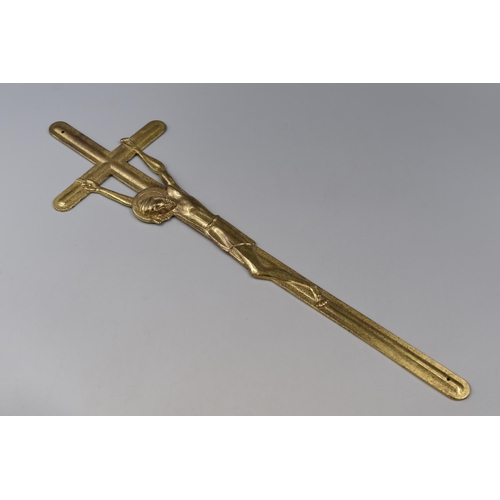 327 - Large Maltese Brass Crucifix (21