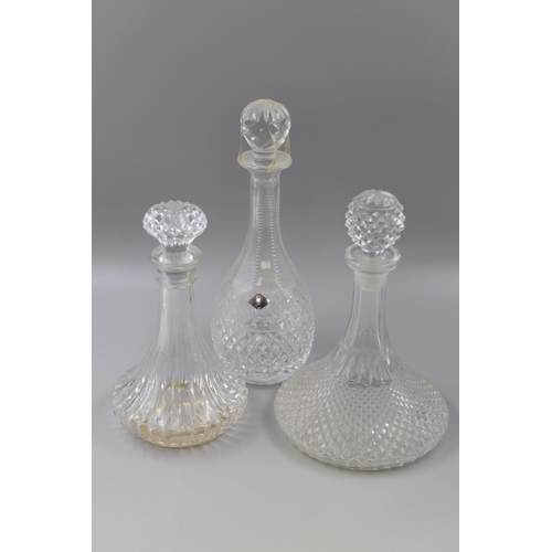 278 - Selection of 3 Crystal Spirit Decanter with Stoppers