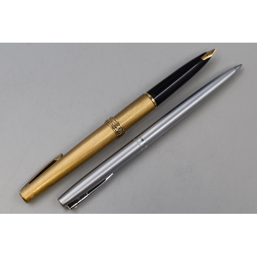 62 - Two Sheaffer Pens To Include Gold Tone Fountain Pen With 14ct Nib, And Silver Tone Ball Point Pen. W... 