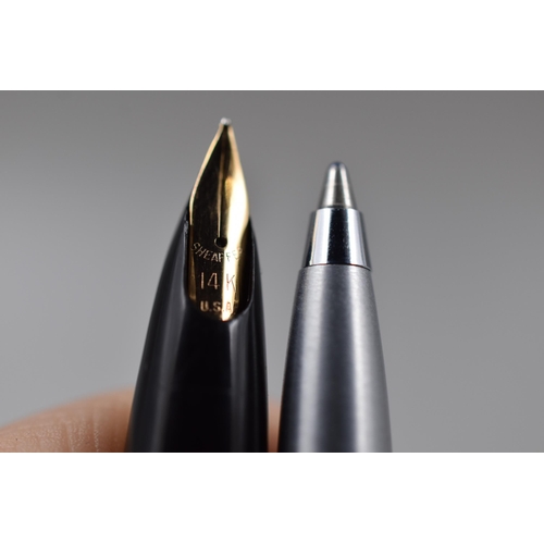 62 - Two Sheaffer Pens To Include Gold Tone Fountain Pen With 14ct Nib, And Silver Tone Ball Point Pen. W... 