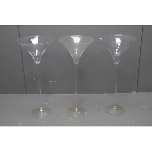 331 - Three Giant Table Centrepiece Martini Glasses (27.5”)