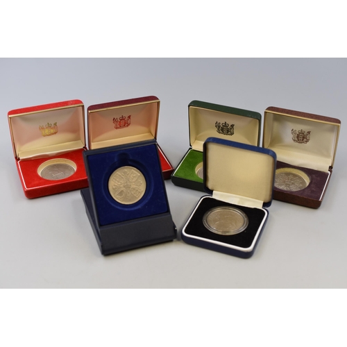 147 - Selection of Six Cased Crowns including Elizabeth II 1953