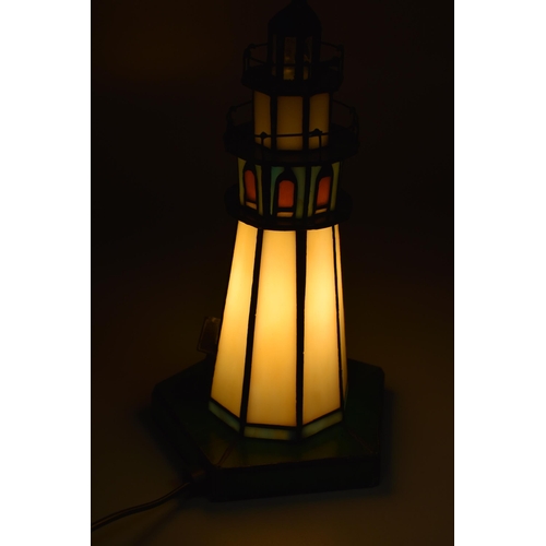 282 - Tiffany style lighthouse table lamp (11