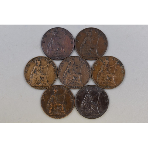 158 - Date Run of George V Farthings (1911 to 1917)