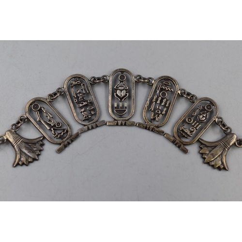 161 - Egyptian Silver Cartouche Pendant Necklace