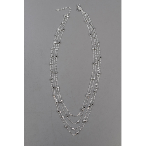 Silver 925 Four Strand Ball and Chain Necklace