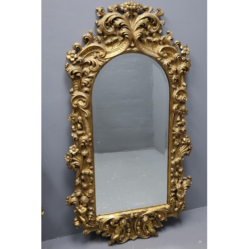 360 - Vintage Victorian Carved Gilt Overmantle Bevelled Mirror Approx 46