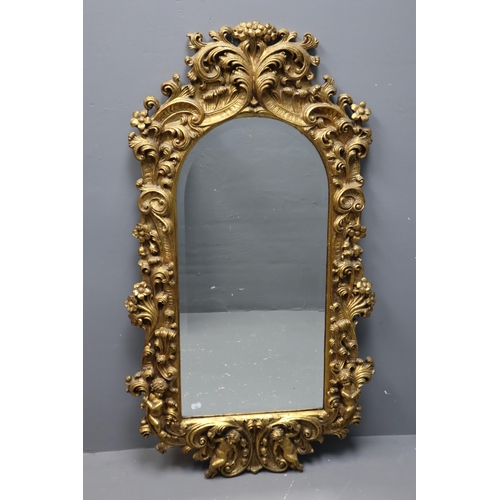 361 - Vintage Victorian Carved Gilt Overmantle Bevelled Mirror Approx 46