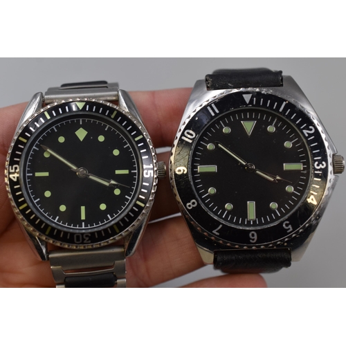 101 - Two Eaglemoss Military Style Watches With Glow in The Dark Hands, Both Working. US Navy Diver and Ge... 