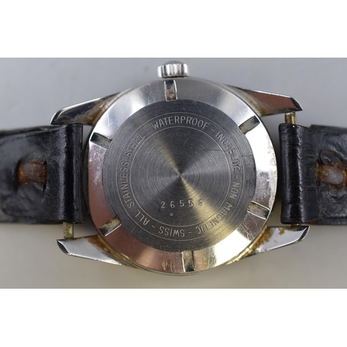 102 - 1950's Rondine 17 jewels Self Winding Incabloc Swiss waterproof watch with with black leather strap ... 