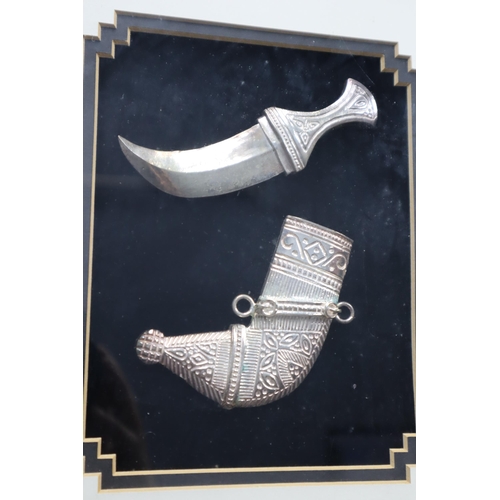 367 - Silver Omani Khanjar Dagger with Sheath in Framed and Glazed Mount (13