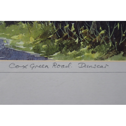 369 - A Framed and Glazed Pencil Signed Brian Barlow Print Depicting Cox Green Road. Approx 18