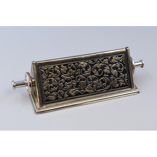 190 - Ornate White Metal Desk perpetual Calander