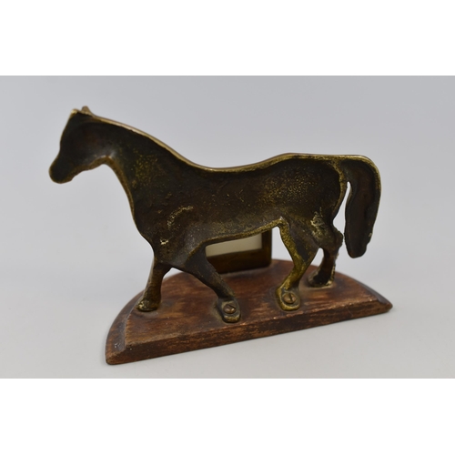 192 - A Brass Horse Perpetual Desk Calendar, On Wood Base