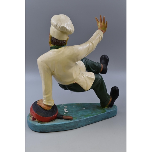 374 - Vintage Chalkware Falling Chef Figurine Approx 14