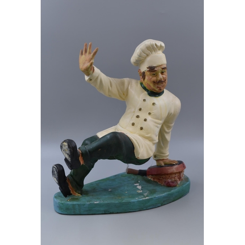 374 - Vintage Chalkware Falling Chef Figurine Approx 14