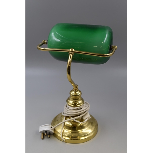 377 - Green glass bankers lamp approx (15