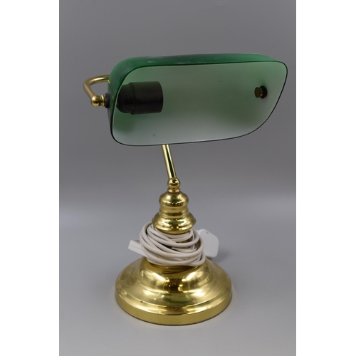 377 - Green glass bankers lamp approx (15