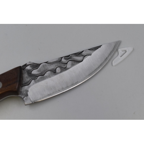 200 - Rosewood Handled Damascus Hunting Knife with Sheath