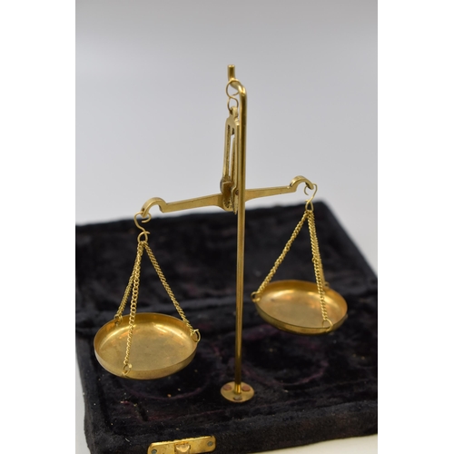 201 - Vintage Brass Chemists Scales in Case