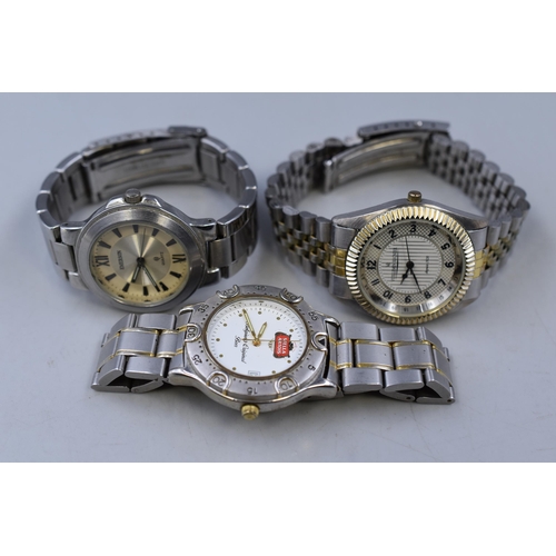 124 - Three Gent's Quartz Watches To Include Stella Artois, Emerson, And Other