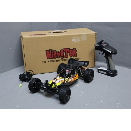 540 - Nitrotek 1/12th Scale Electric Off-Road Buggy in Box with Plug, instructions and controller. Working... 