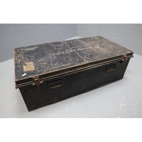 575 - Large Military Demob Trunk, Lt. F C Batson 36” x 18” x 12”