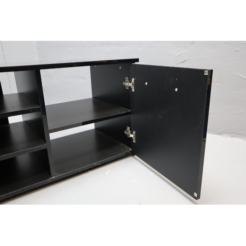 579 - Contemporary Black 3 Shelf, Two Cupboard Television Cabinet (47