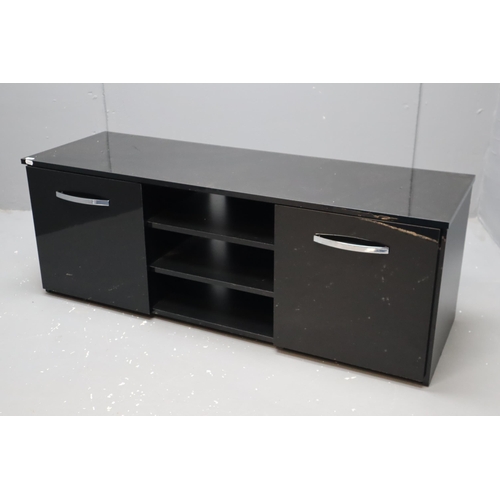 579 - Contemporary Black 3 Shelf, Two Cupboard Television Cabinet (47