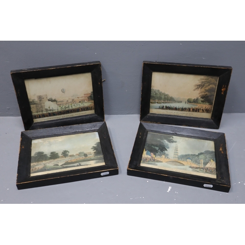 410 - Set of 4 Edward Orme 1914 Coloured Lithographs in Framed and Glazed Mounts Depicting The Fleet on th... 