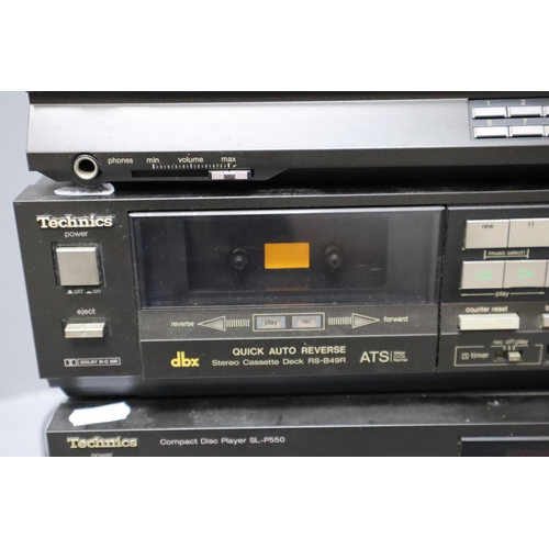 550 - Technics seperates. SU-V7X Amp 580w, SL-P550 cd player, RS-B49R tape deck, SL-P2 digital cd pla... 