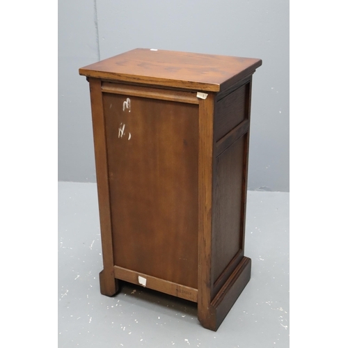 583 - English made dark wooden decorative cupboard with single drawer and long shelf approx (32