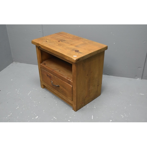 556 - Heavy Pine Side Table with Single Drawer and Shelf (24