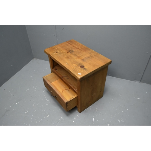 556 - Heavy Pine Side Table with Single Drawer and Shelf (24