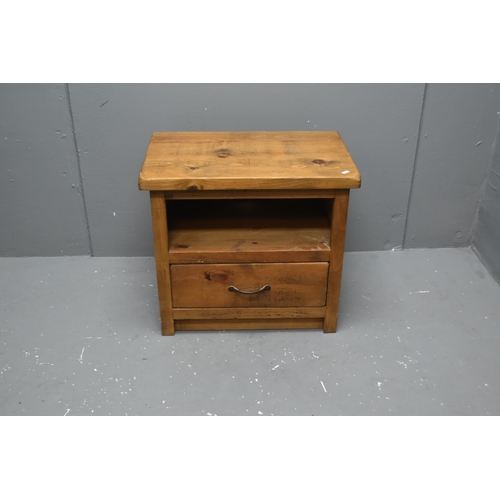 556 - Heavy Pine Side Table with Single Drawer and Shelf (24