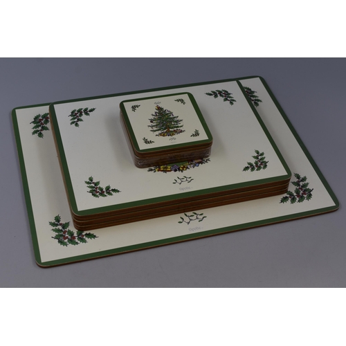420 - Collection of Vintage Spode Christmas Edition Place Mats (6 Plate Mats, 6 Cup Mats, 1 Large Mat)