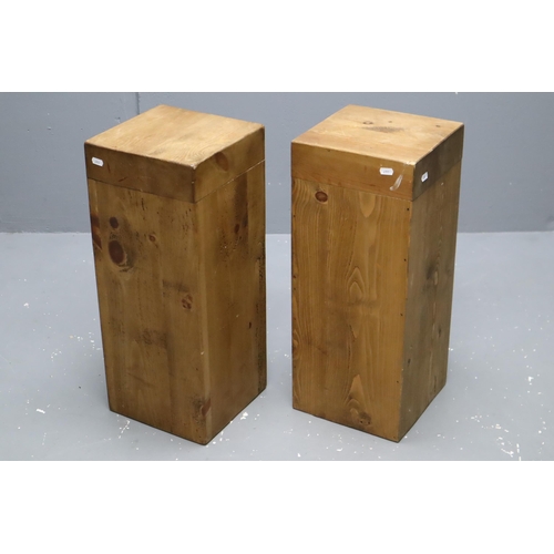 564 - Pair of Heavy Pine Wooden Stools (60cm x 25cm x 25cm)