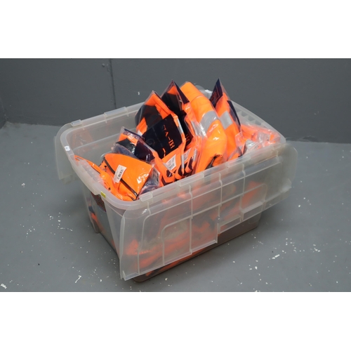 602 - Box of Orange Hi Vis Workwear. Includes Six Gilets (L), Seven Polo Shirts (x2XL) and Vest (XL). Plus... 