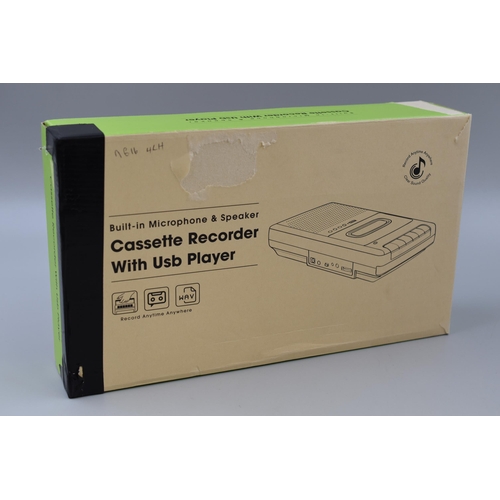 493 - New Boxed Portable Cassette Recorder with USB Player