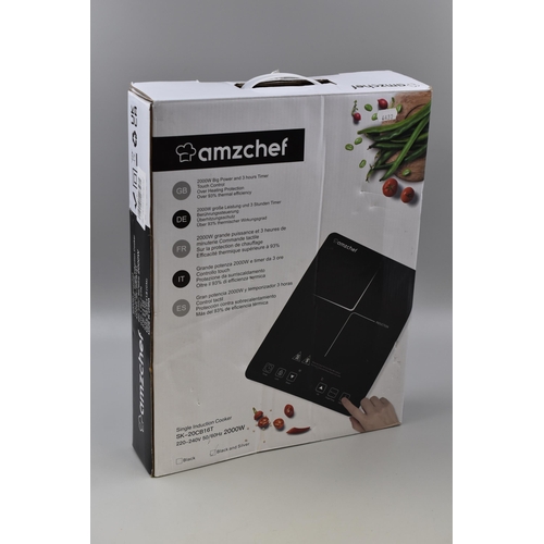 502 - Brand New Boxed Amzchef Portable Induction Hob (Powers on when tested).