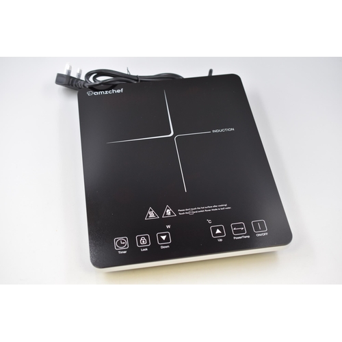 502 - Brand New Boxed Amzchef Portable Induction Hob (Powers on when tested).