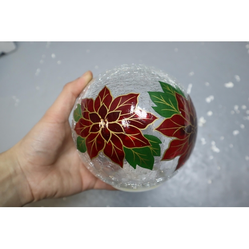 507 - Collection of Brand New Glass baubles to include Two Large Hand Painted Crackle Glass Light-Up