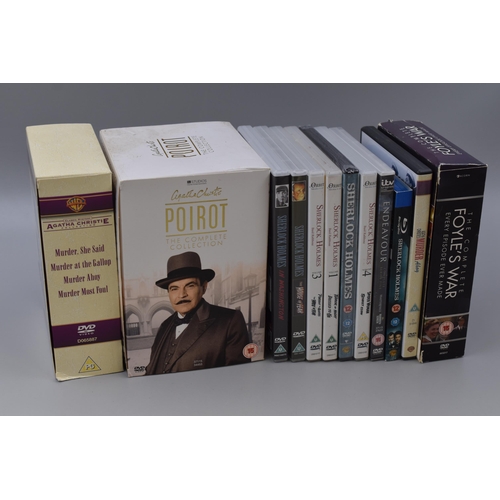 517 - Selection of Detective DVDs and DVD Box Sets. Includes Sherlock Holmes, Poirot Box Set, Foyles War B... 