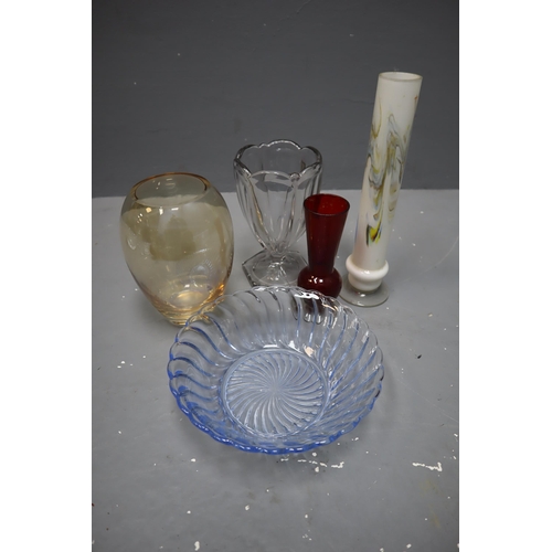 764 - A Large Selection (Three Boxes) of Assorted Glassware To Include Parka Crystal Decanter, Serving Bow... 