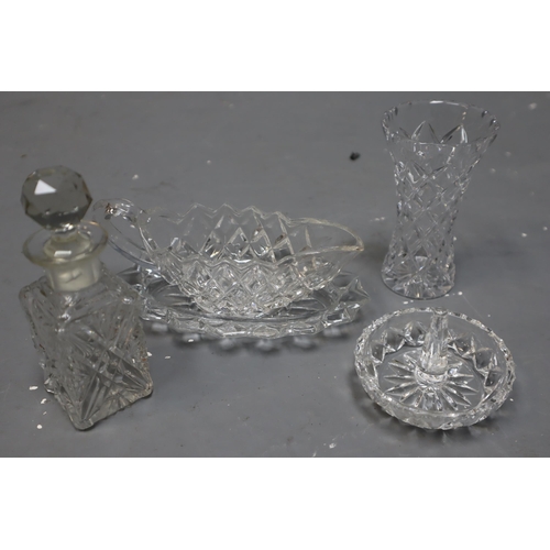 764 - A Large Selection (Three Boxes) of Assorted Glassware To Include Parka Crystal Decanter, Serving Bow... 